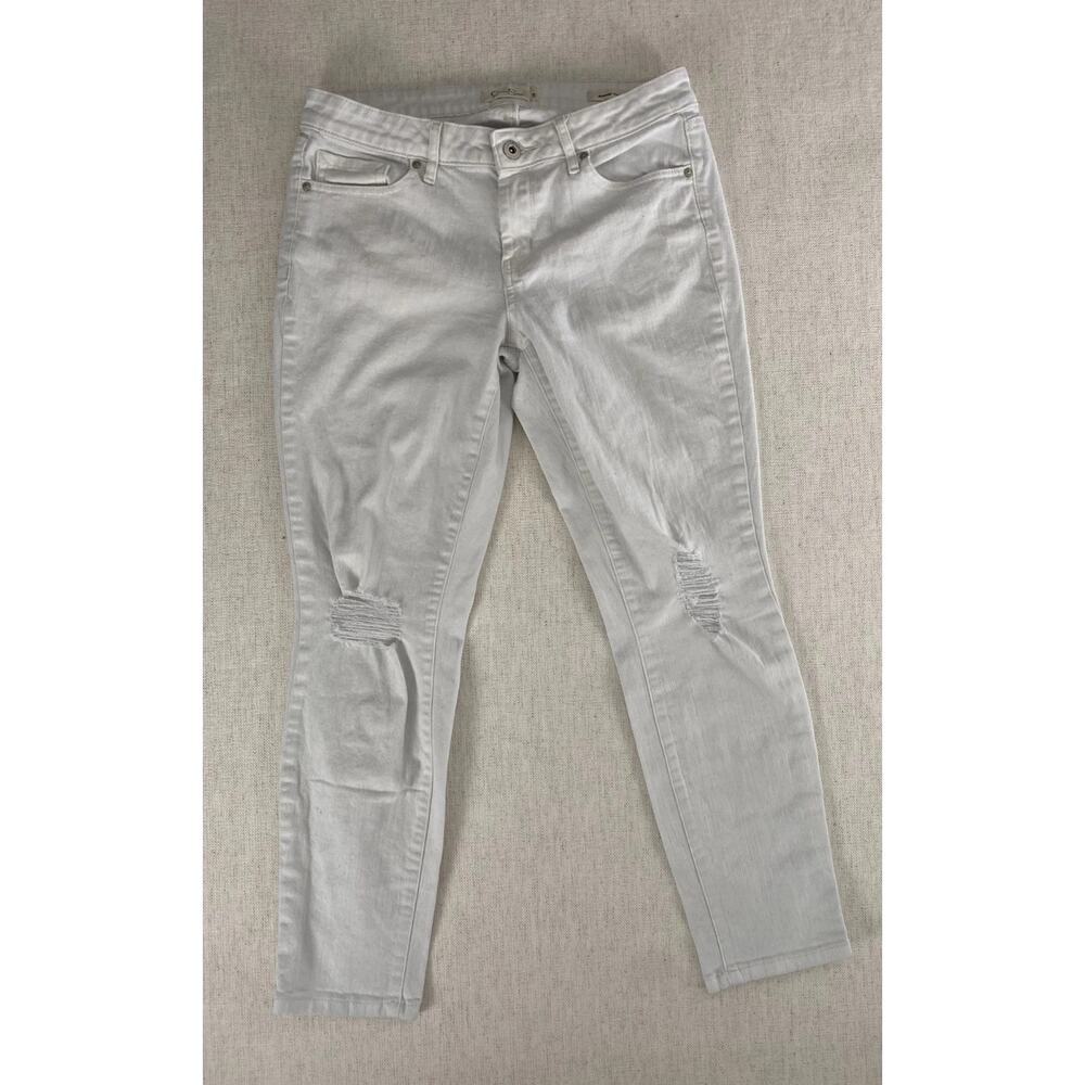 Jessica Simpson Jeans Womens 28 White Denim Distressed Forever Rolled Ankle